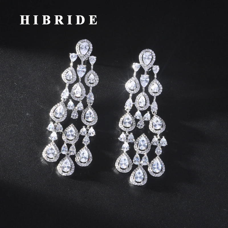 

Женские длинные серьги-капельки с кубическим цирконием HIBRIDE, E-923