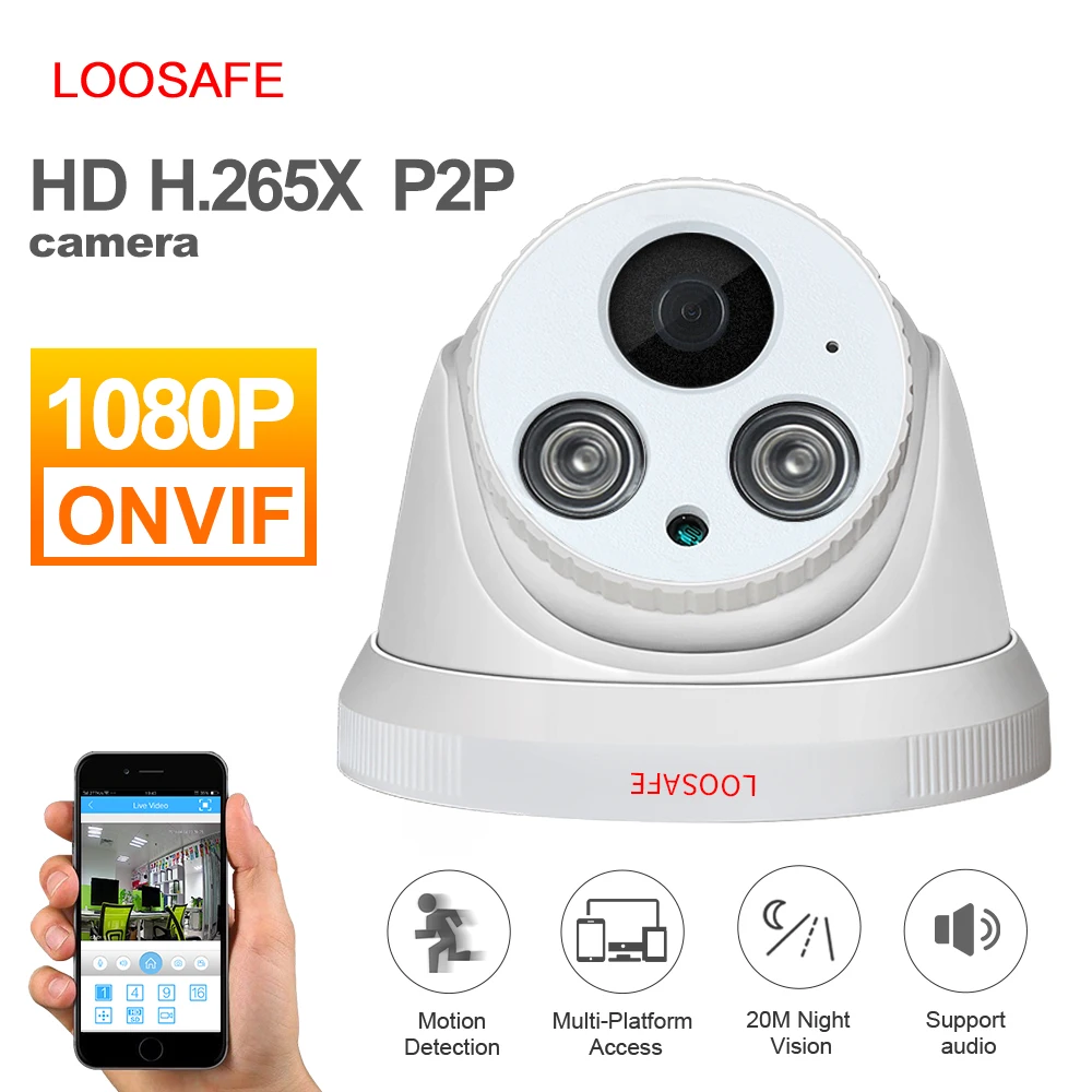 LOOSAFE сетевая домашняя купольная ip-камера 1080 P, ip-камера с сигнализацией, ночное видение, CCTV, ONVIF, камера наблюдения