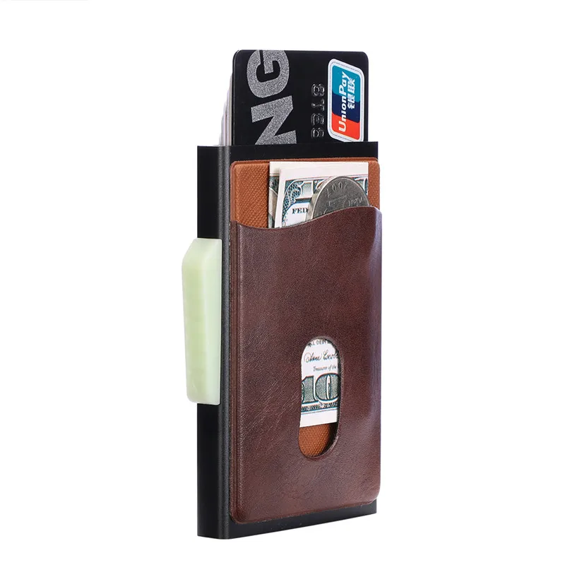 BISI GORO RFID блокирующий держатель для карт в металлической коробке, кошелек для карт, повседневный задний карман, автоматический Кошелек для монет, высокое качество