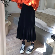 Hzirip Корейская однотонная женская длинная юбка с высокой талией, весна-лето, модная Высококачественная офисная одежда, женские юбки, 2 цвета