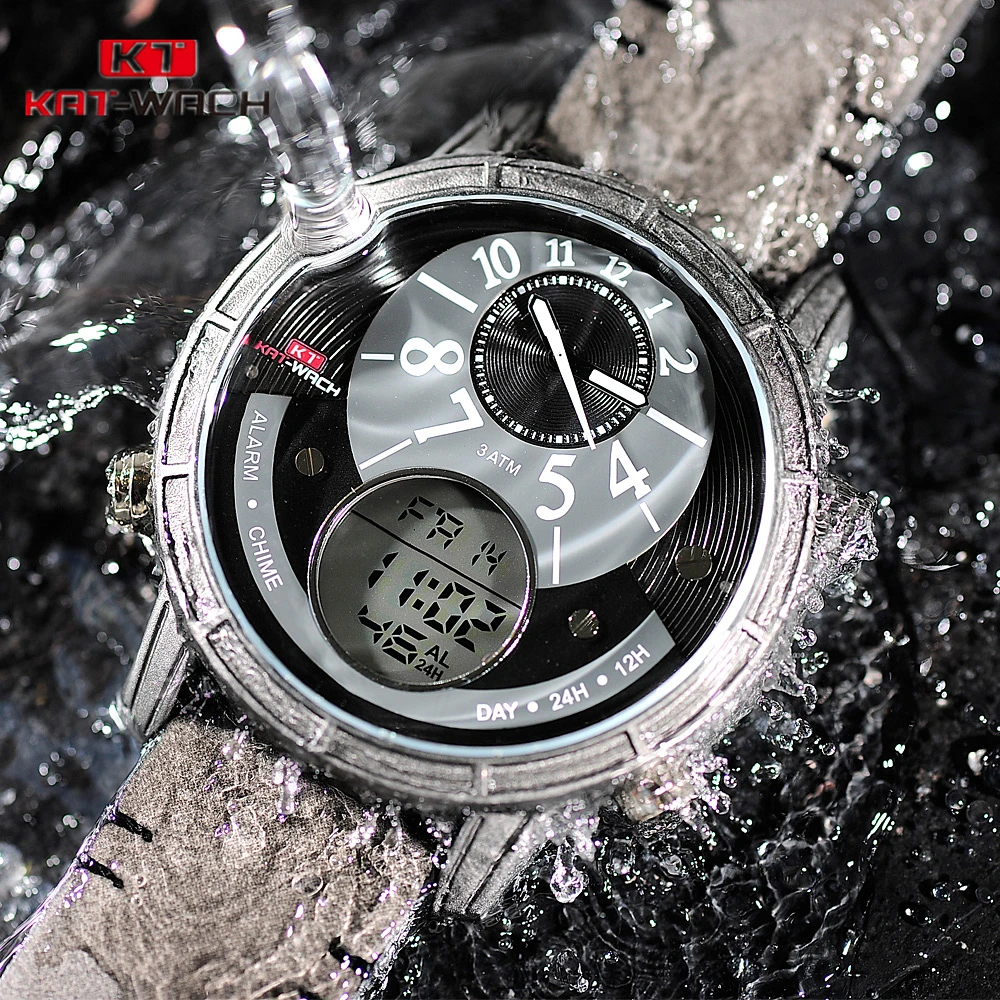 

Original Men Watches Quartz Digital Watch KAT-WACH Brand luxury Men Clock Military Sport Leather Waterproof Wristwatch Relogio