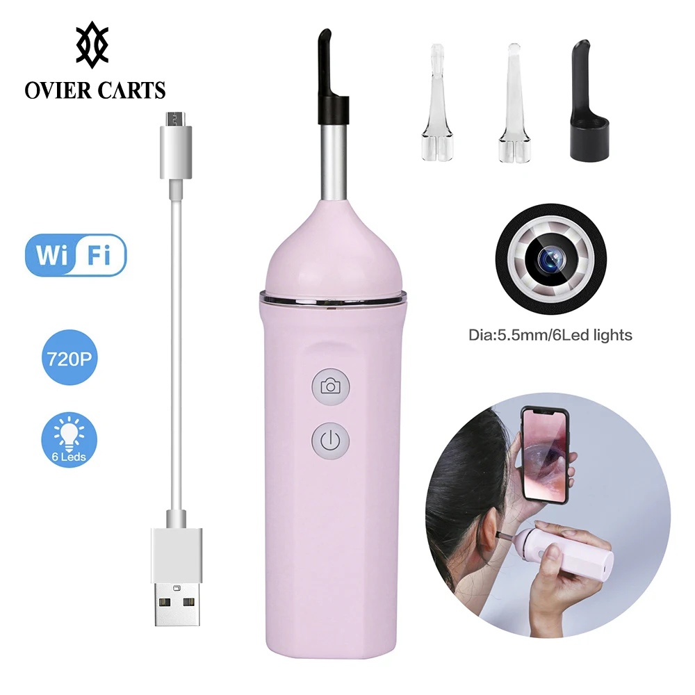 

720P HD WiFi Endoscope Ear Cleaner Earpick Camera 5.5mm Visual Lens Ear Cleaning Tool Otoscope Ear Care For Android IOS iPad