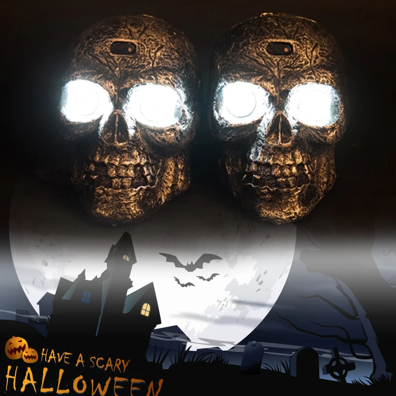 1 шт. череп голова в форме свет лампы Голосовая индукция фары Работает на 3 х АА батареи Хэллоуин украшения вечерние Декор