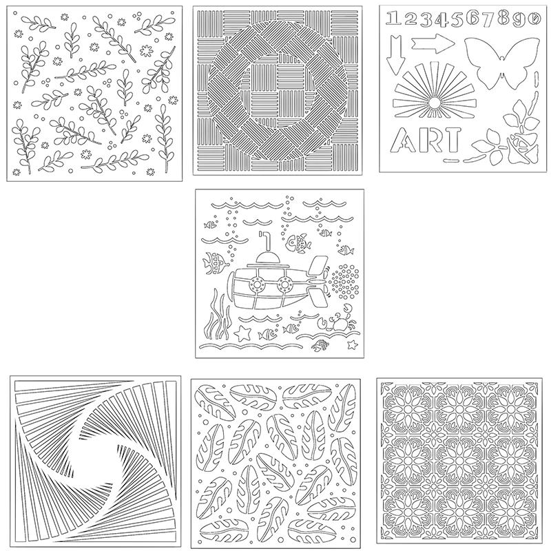 Цифры листья перья Мандала Цветы вращающаяся форма пластиковый трафарет для DIY Скрапбукинг тиснение бумажные карты ремесла Шаблоны