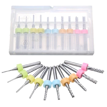 

10Pcs Carbide 1-3mm Micro Drill Bits Set Rotary Cutter Engraving Milling Cutting Tool For PCB CNC Mould Wood Carbon Fiber Mayitr