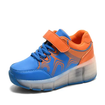 

Children Casual Shoes Children's Shoes Mother & Kids boys girls sport shoes breathable light hook&loop LED lighted with roller
