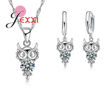 

Cool Owl Design Animal Fashion Jewelry Set 925 Sterling Silver & Shiny CZ Party Gift For Christmas Birthday