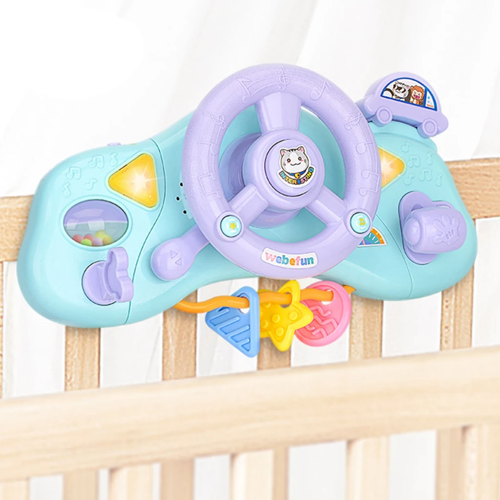 Kids Steering Wheel with Lights, Horn, Music and Sound Educational Toy Turn and Learn Driver Pretend Games For Crib Attachments