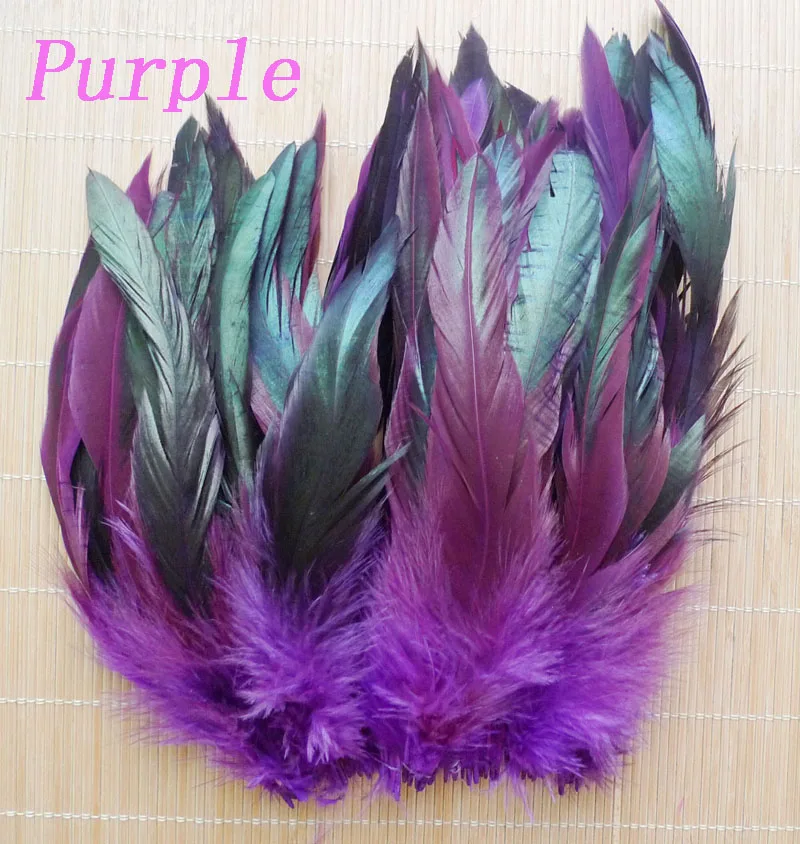 50 шт 13 смешанных цветов красивые петушиные перья 12,5-20 см цыпленок фазана Шлейфы для самодельного украшения шляп - Цвет: Purple