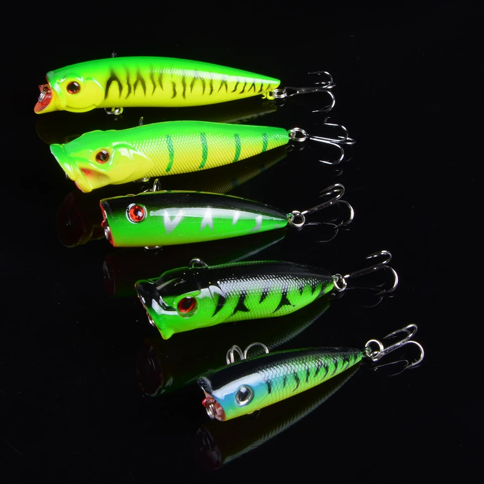 Смешанные 5 моделей Рыболовная Приманка Topwater Popper Crankbait Карп муха пресная вода