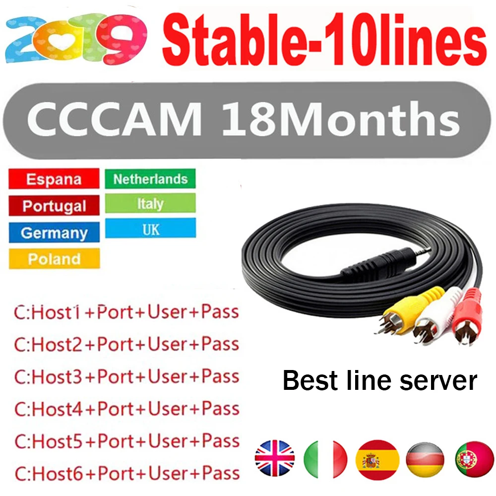 Best for 1 year Europe CCCAM 7 Clines Free Satellite Account Share Sever Italy Spain French Germany IKS 1year oscam or V7s V8 Nova