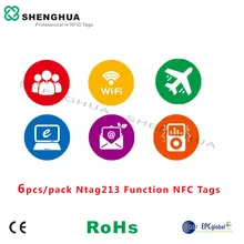 Пользовательские спроектированные RFID NFC ключевые бирки PET Водонепроницаемая наклейка HF этикетка для системы безопасности лояльности 6 шт в упаковке