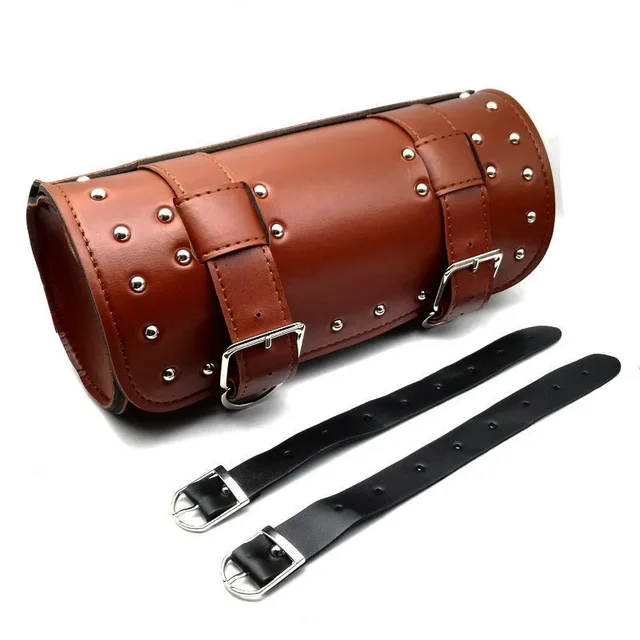 Motorycle Brown PU Leather Tool Bag Saddlebag For Honda Shadow VT750 VT1100 VTX1300/Yamaha V-Star XVS 650 1100 Classic Custom
