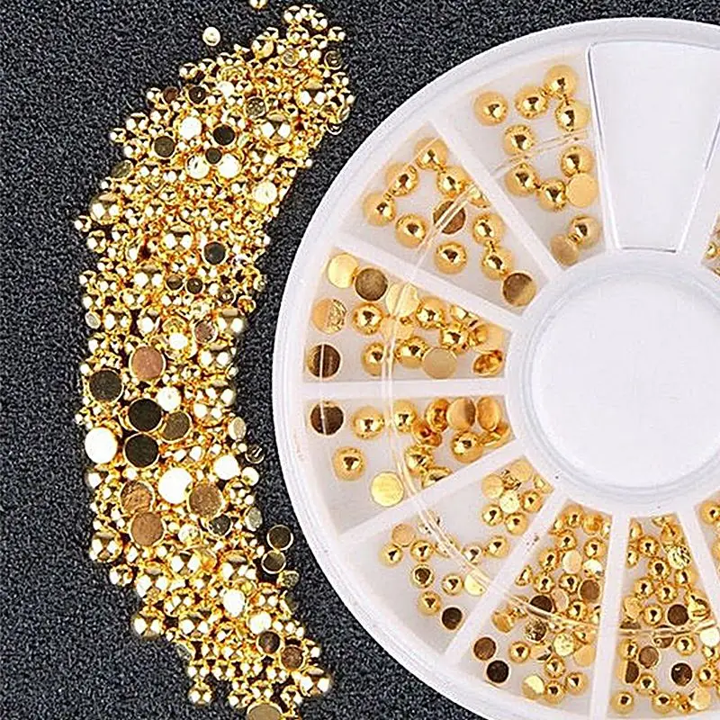 Shellhard Mixed Size Gold 3D Rhinestone Nail Rhinestones DIY Nail Art Decor Wheel Manicure Decoration