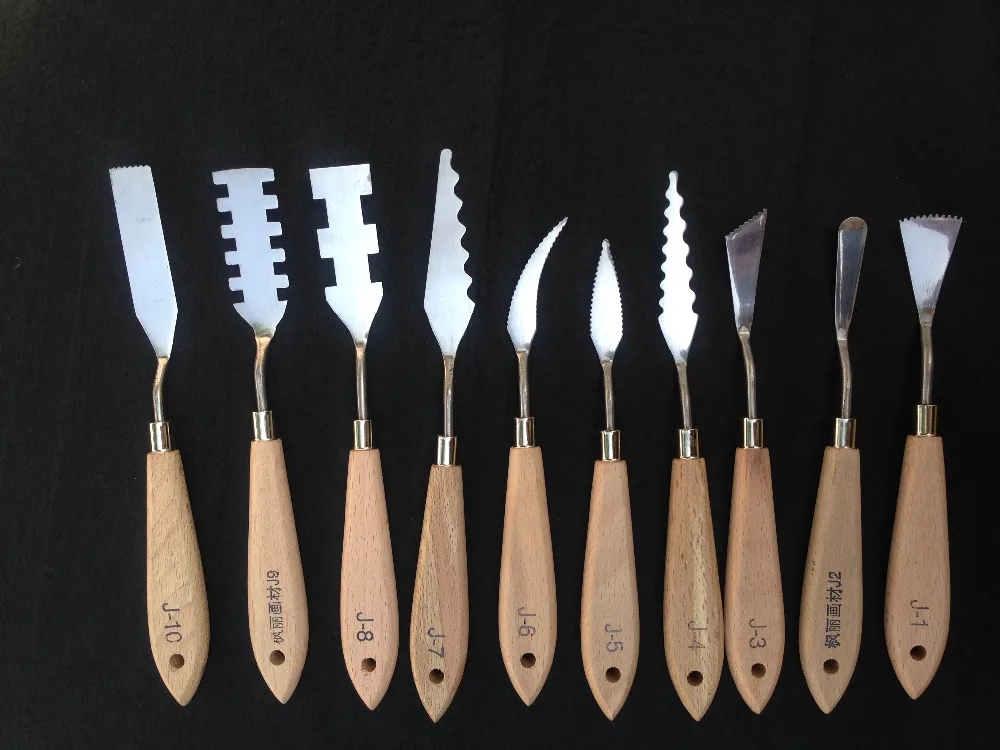 10 Pieces/ lot Steel Professional Oil Painting Palette Knife palette