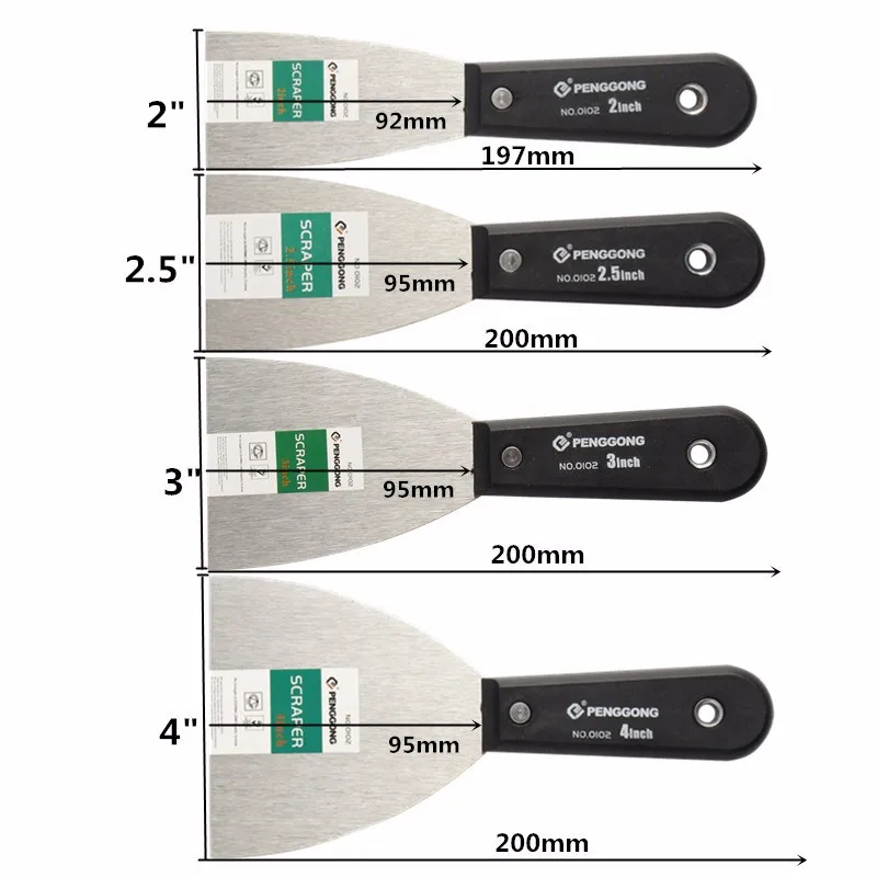 4 шт./компл. Шпатели Скребки лезвия 2 "2.5" 3 "4" углеродистая Сталь Пластик ручка Скребки лопатой стены штукатурной Ножи ручной инструмент