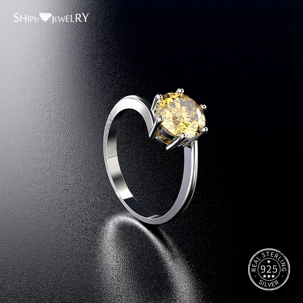 Женское кольцо Moissanite Shipei круглое из стерлингового серебра 925 пробы рубиновое
