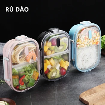

RUDAO Japanese Portable Lunch Box 650ML For Kids School 304 Stainless Steel Bento Box Kitchen Leak-proof Food Container Food Box
