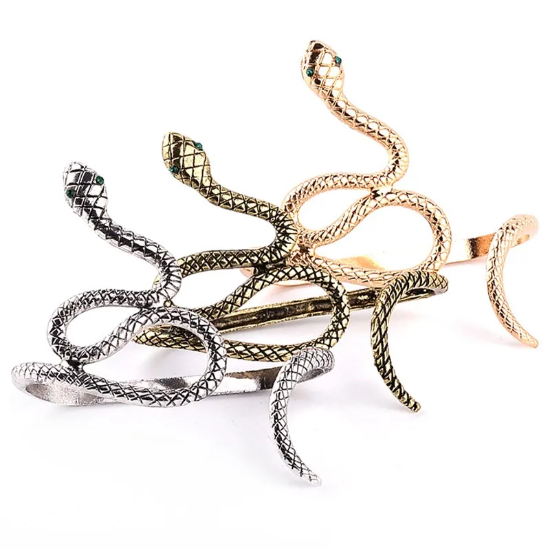 

Egypt Cleopatra Opened Spiral Snake Punk Hand Palm Cuff Armlet Armband Bangles Vintage Bracelet Cuff Jewelry For Women 3 colors