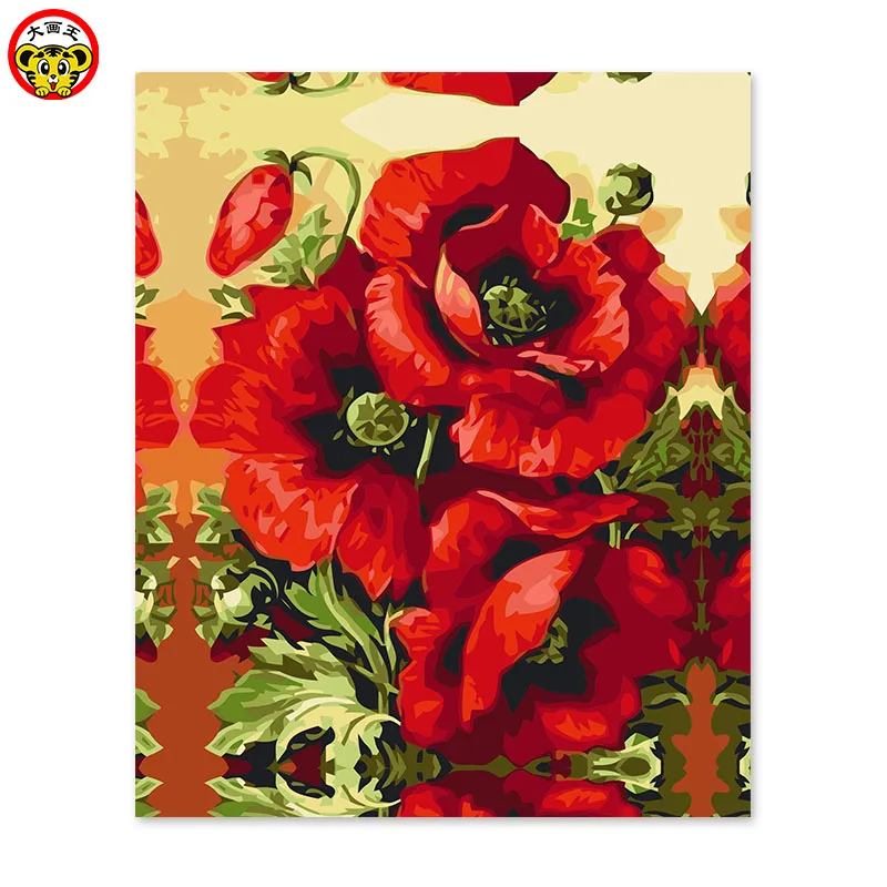 

painting by numbers art paint by number itself handmade DIY adornment drawing room bedroom sofa background hangs big red
