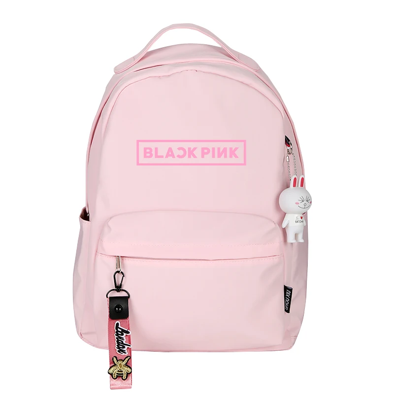 Korean BLACKPINK Design Fashion Women Pink Backpack Canvas Travel Backpack Candy Color Girl