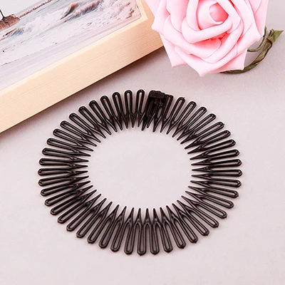 5Pcs Plastic Hairband Full Circle Stretch Flexible Comb Teeth Headband Scrunchies Hair Clip Face Makeup Wash Fixed Accessories hair clips for fine hair Hair Accessories