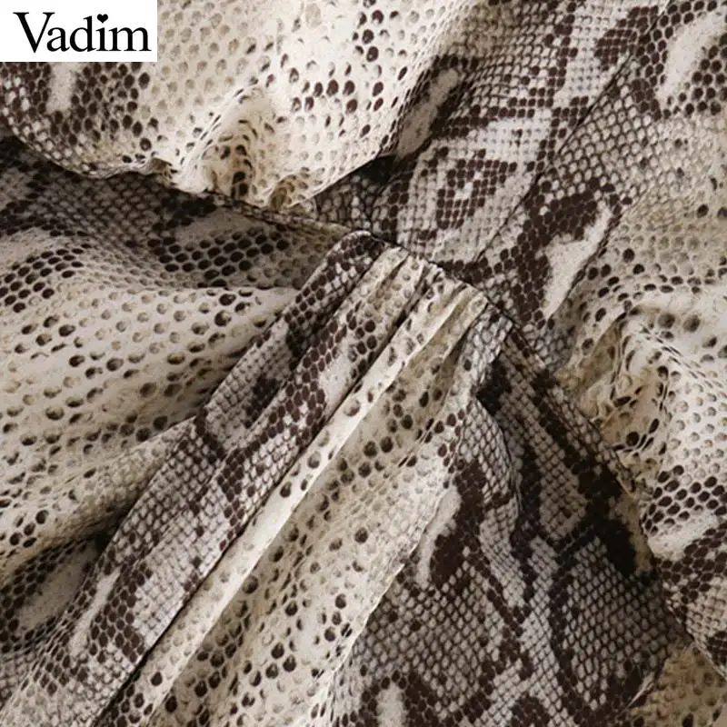 Vadim женское платье большого размера со змеиным принтом, v-образный вырез, эластичная резинка на талии, женские летние свободные платья до середины икры, шикарные платья vestidos QA205