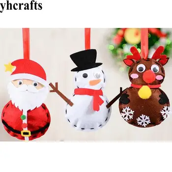 

12PCS/LOT DIY unfinished fabric Santa snowman elk hanger craft kits Kindergarten xmas crafts Early learning educational toys OEM