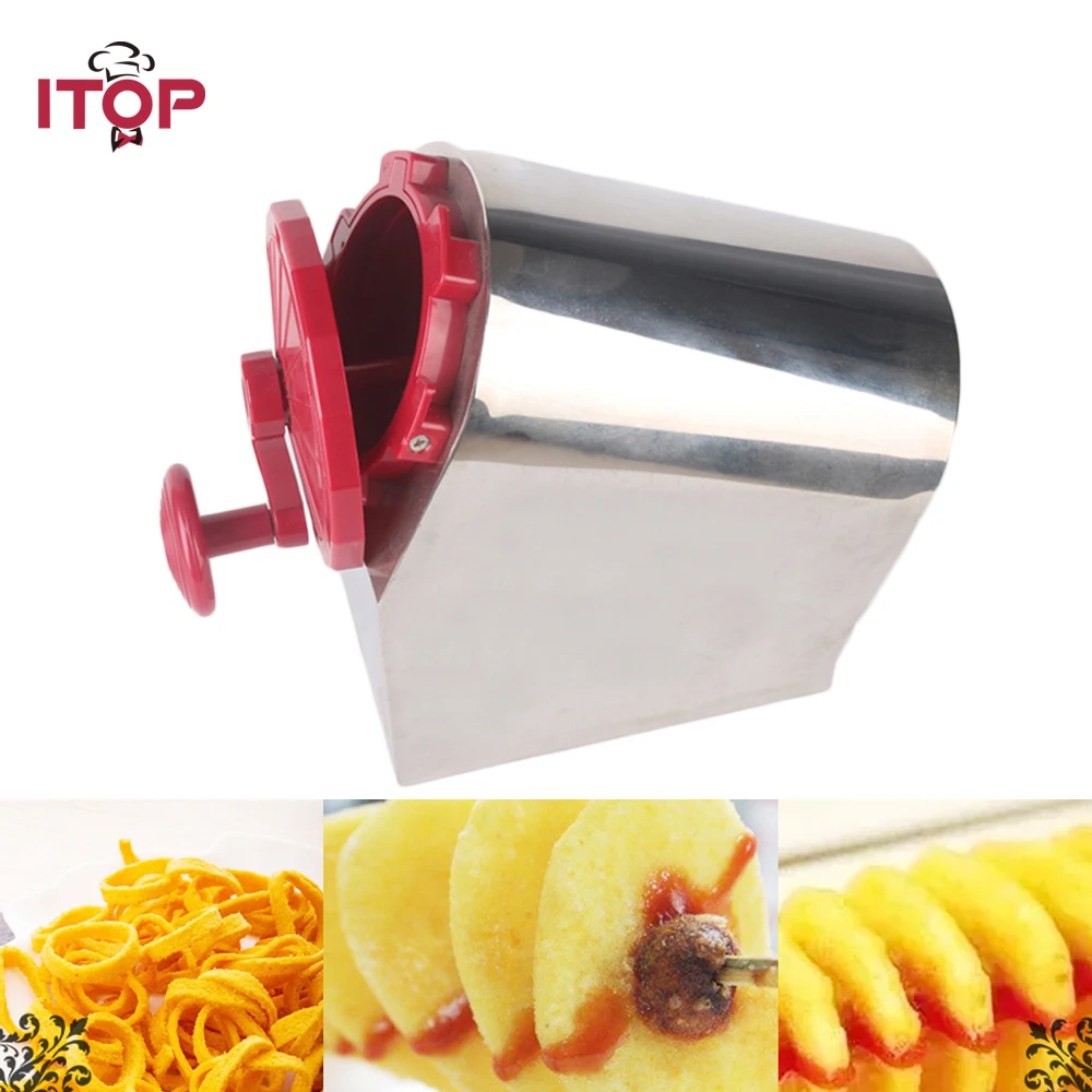 ITOP Manual Stainless Steel Spiral Potato Slicer Potato Tower Kitchen Tool Fruit & Vegetable Tool Potato Tower Cutter stainless steel banana slicer cutter chopper kitchen gadget