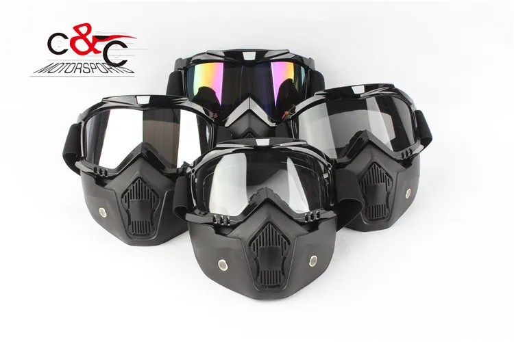 BEON маска мотоциклиста черная маска для лица модульные Съемные очки идеально подходят для открытого лицевого полушлем для мотоцикла или винтажных шлемов