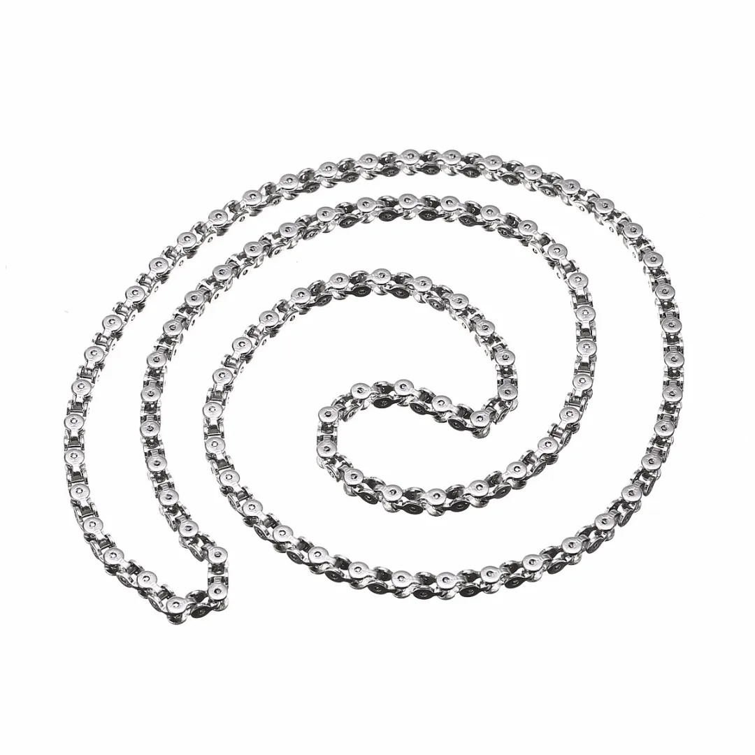 Punk Men Bicycle Bike Chain Necklace Shellhard Vintage Stainless Steel Silver Plated Necklaces Chains For Women Jewelry