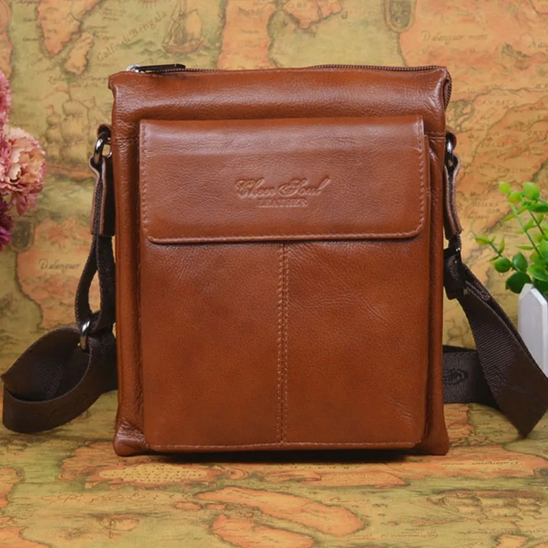

Genuine Leather Men Crossbody Messenger Shoulder Bag Men Business Cowhide Tote Handbag High Quality Travel Casual Leather Bags