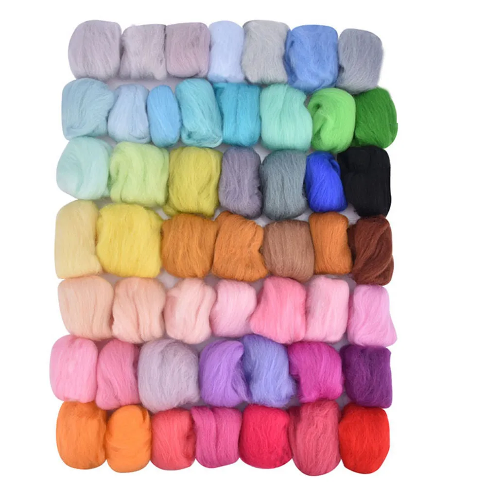50 цветов, иглы для валяния из шерсти или волокна, набор инструментов, DIY Многофункциональные инструменты для валяния из шерстяного волокна, набор игл, коврик для валяния, стартер - Цвет: 50-colour wool