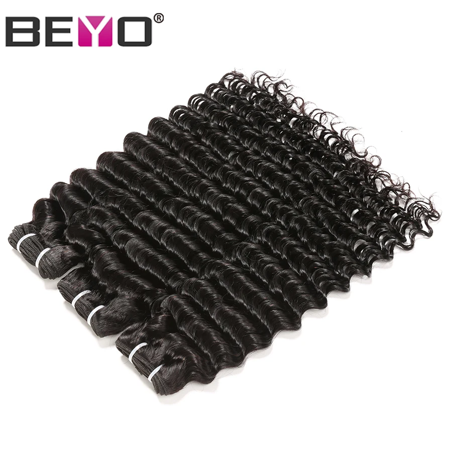 Beyo Hair Brazlian Deep Wave Bundles With Closure Human Hair Bundles With Closure 4 Bundles With Closure Non Remy Hair Extension (1)