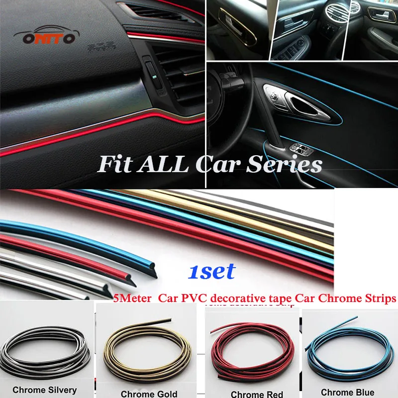 

Auto Interior Mouldings 5 Meter PVC decorative tape Car Strips car motive center stack side dash panel trims 1set Car-styling