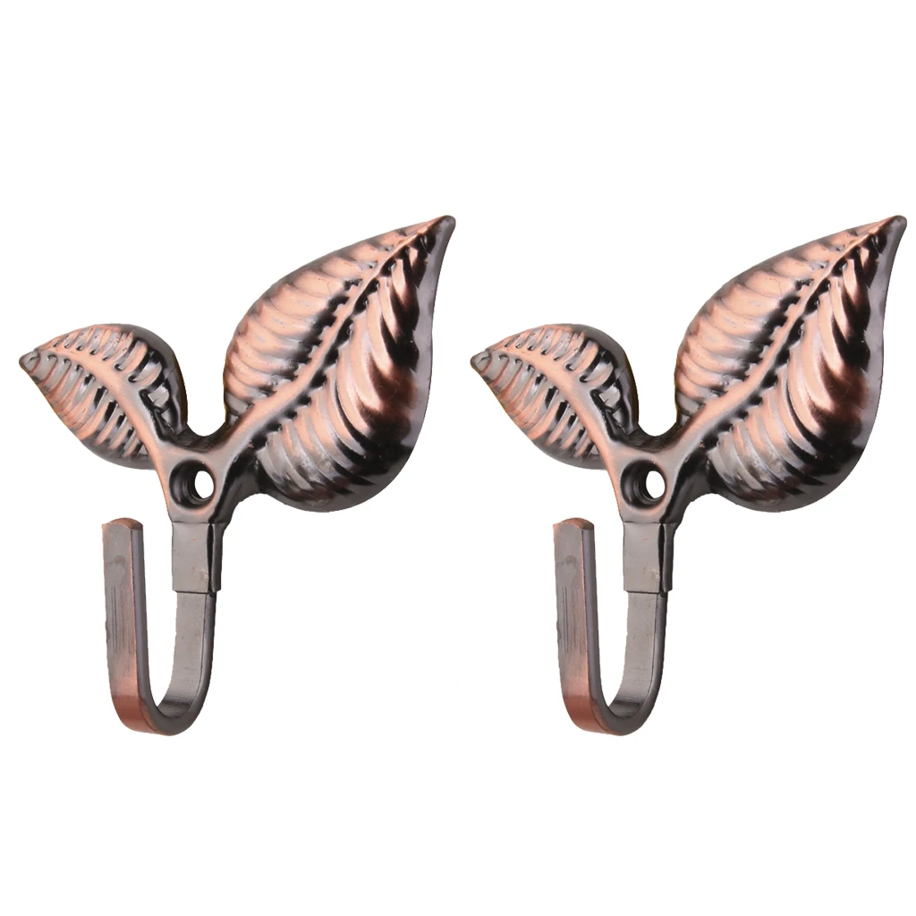 New Hot Sale 2Pcs Leaf Curtain Drapery Tiebacks Door Wall Hat Hooks Holder Hanger Bronze Curtain Tracks Accessories Home Decor