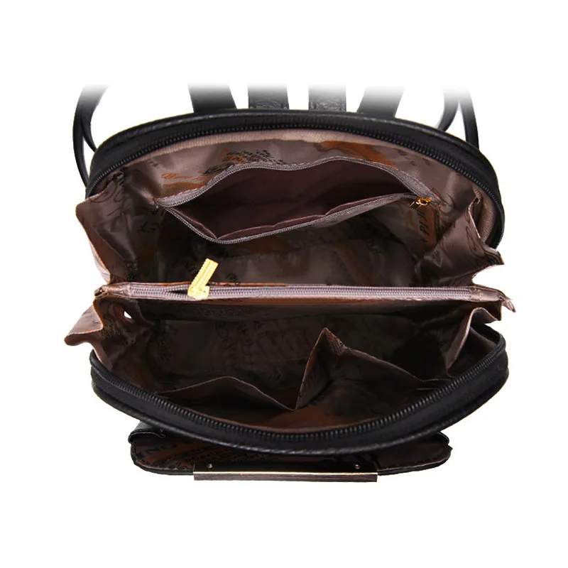 Las mujeres mochila De Cuero Negro de mochilas para chicas adolescentes de plata de alta calidad bolso de la PU de moda mochila XA815H
