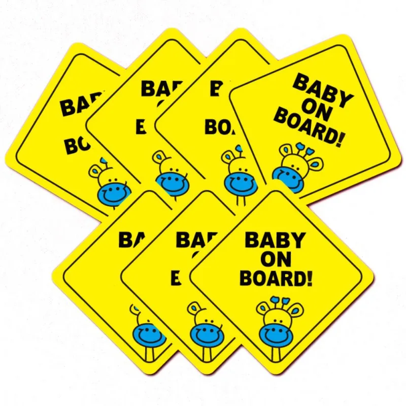 x2 small car decals Baby on Board cute baby waving STICKERS