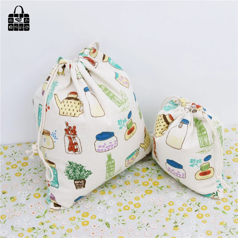Bottle tableware 100% cotton bag Travel Accessories Clothes underwear shoes toy Storage Pouch Luggage Packing Organizers bag