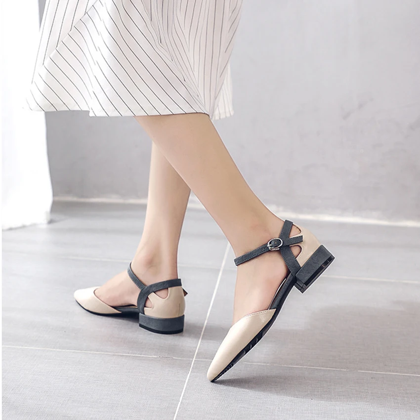 

Fashion Elegant Women Sandals 2.5cm Low Heels Sandals Beige Spring/Summer Female Shoes Casual Lady Shoes Woman Footwear