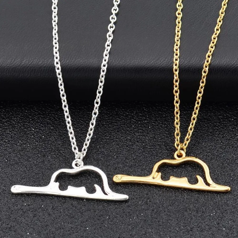

New Costume Jewelry Snake Animal Boa Constrictor Digesting Elephant Charm Necklaces Le Petit Little Prince Necklace Gift #275193