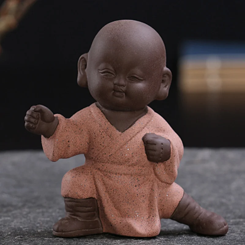ZEETOON милый маленький Монах Будда чай питомец фиолетовый песок кунг-фу ребенок чай для домашних животных аксессуары для чайных тары настольные украшения - Цвет: D