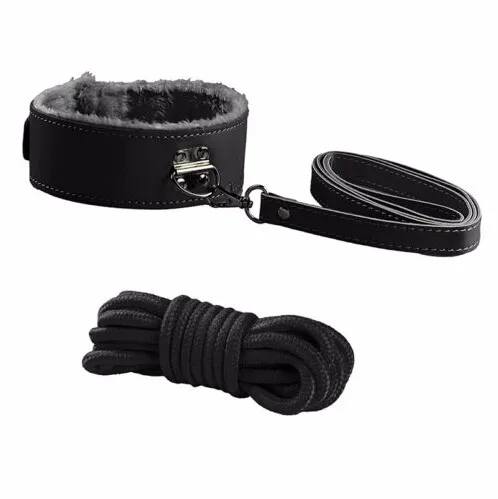 KU S+ Fetish Sex Toys BDSM Bondage Restraints Set Kit Ball Gag Cuff Whip Collar 7 pcs 4