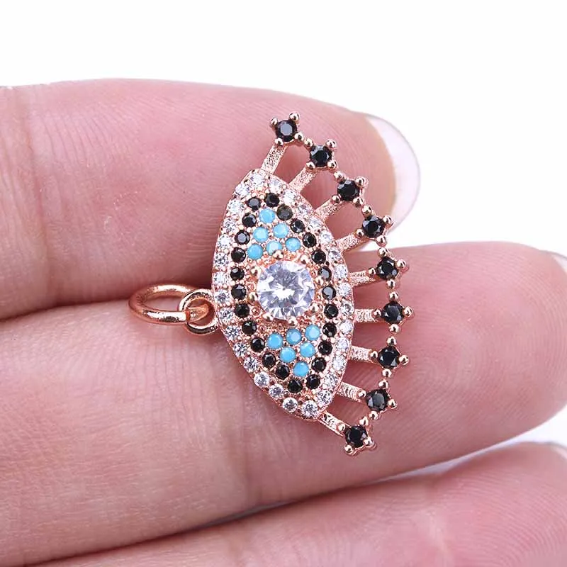 Two Colors Micro Pave CZ Evil Eye Necklace Pendant Copper Resin Beads Charms for Choker Pendants DIY Jewelry Accessories EY1185 | Украшения