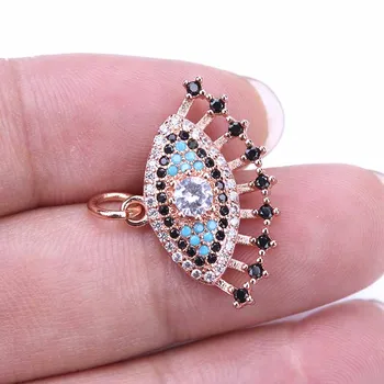 

Two Colors Micro Pave CZ Evil Eye Necklace Pendant Copper Resin Beads Charms for Choker Pendants DIY Jewelry Accessories EY1185