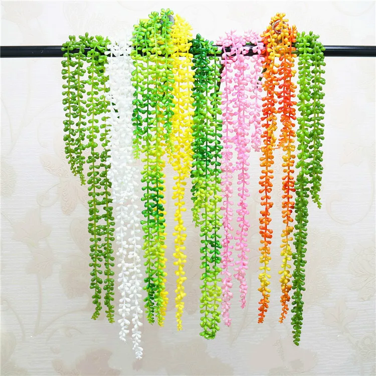 

4 fork75cm Artificial Succulent Pearls Fleshy Vine Flower Hanging Rattan Soft Plastic Plants Artificial Flower Lover Tears