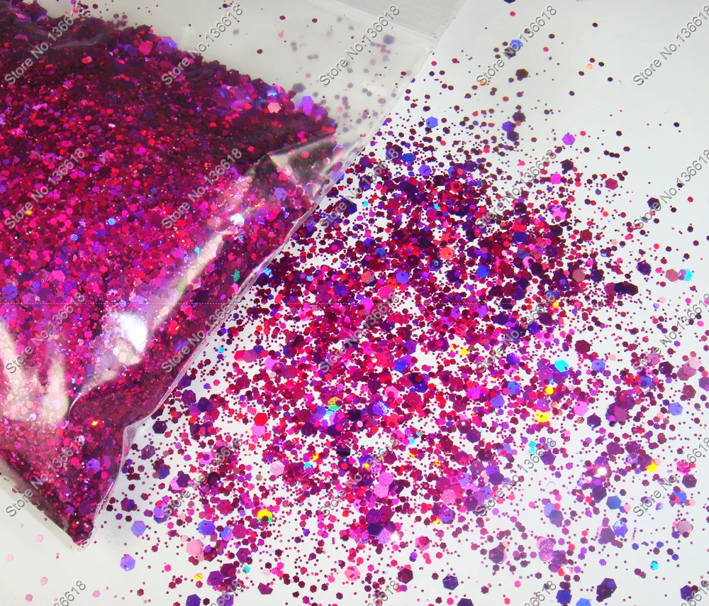50 грамм x лазер фиолетовый цвет блестки смешанный шестигранник в форме порошка для DIY ногтей украшения и блестки для ногтей