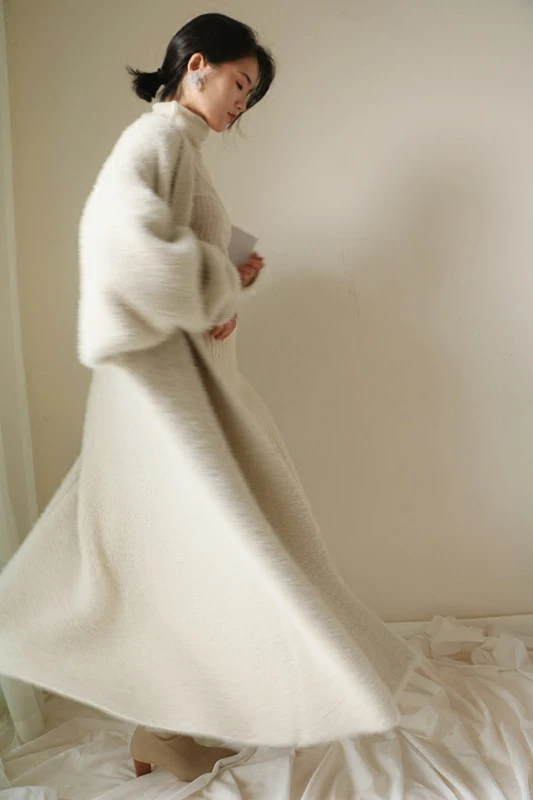 faux mink velvet loose women's knitted cardigan