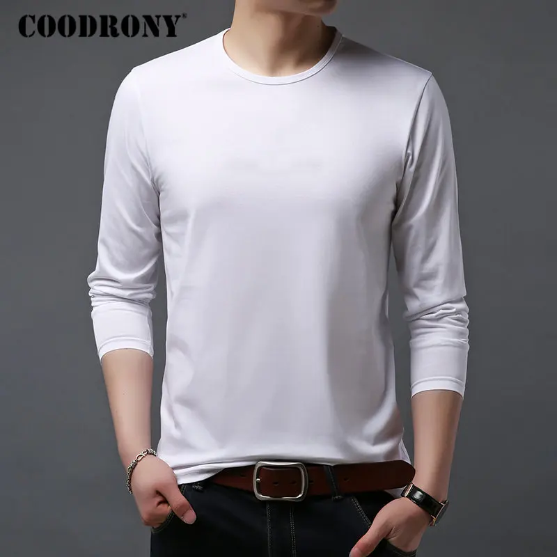 

COODRONY Classic Casual O-Neck T-Shirt Men Long Sleeve T Shirt Men Multicolor Tshirt Soft Cotton Tee Bottoming Shirt Homme 95017