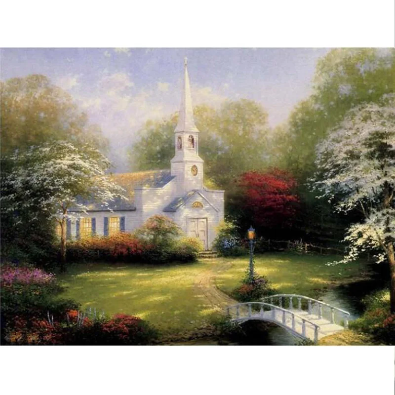 VOGUE Diamond embroidery Pagoda Manor Diy painting 60*45cm Full coverage square diamond mosaic rhinestones Landscape | Дом и сад